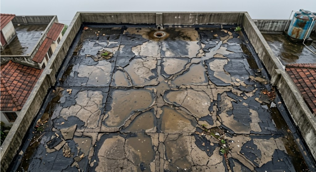 Basement wall par safed efflorescence aur seepage ke nishan